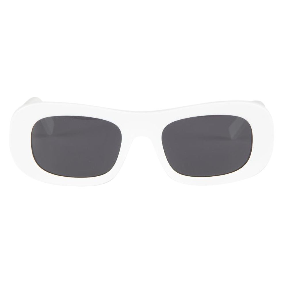 Salvatore Ferragamo White Rectangle Frame Sunglasses For Sale