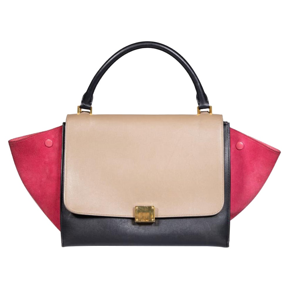 Céline Tricolour Leather Medium Trapeze Bag For Sale