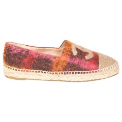 Used Chanel Checkered Tweed CC Espadrilles Size IT 40