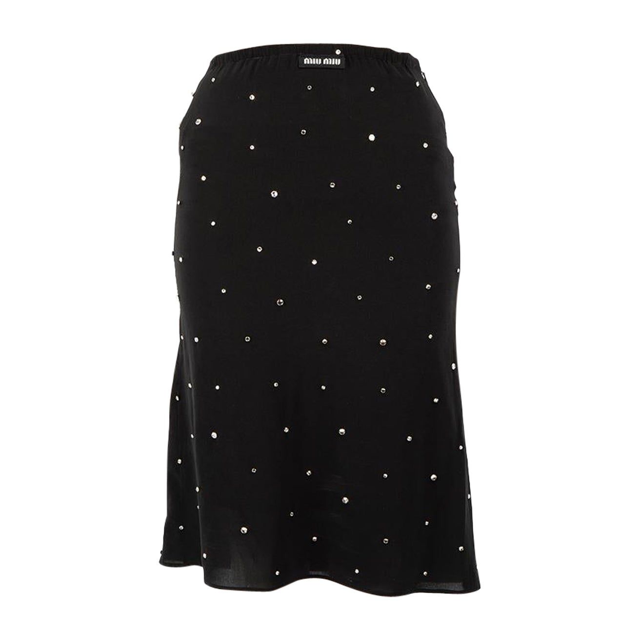 Miu Miu Black Crystal Embellished Skirt Size XS For Sale