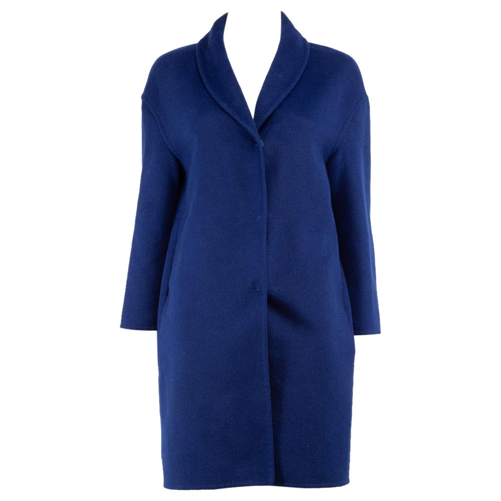Prada Royal Blue Wool Mid Length Coat Size S For Sale