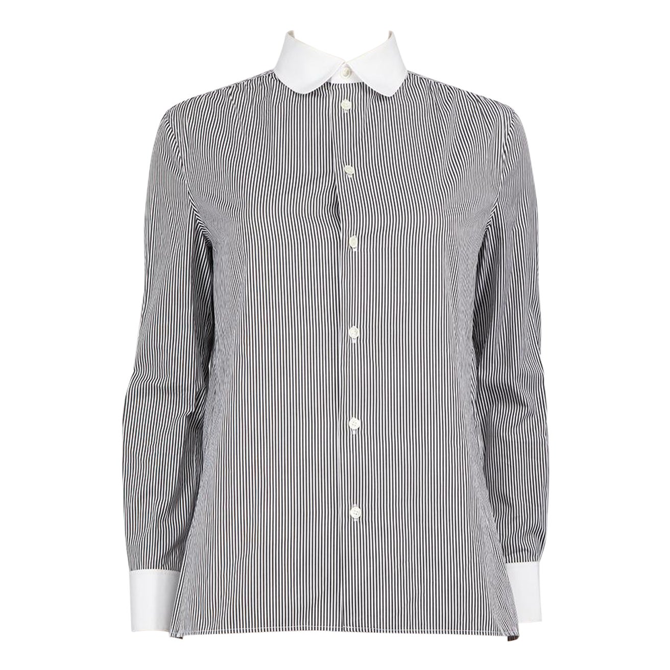Céline Navy Striped Button Up Shirt Size M For Sale