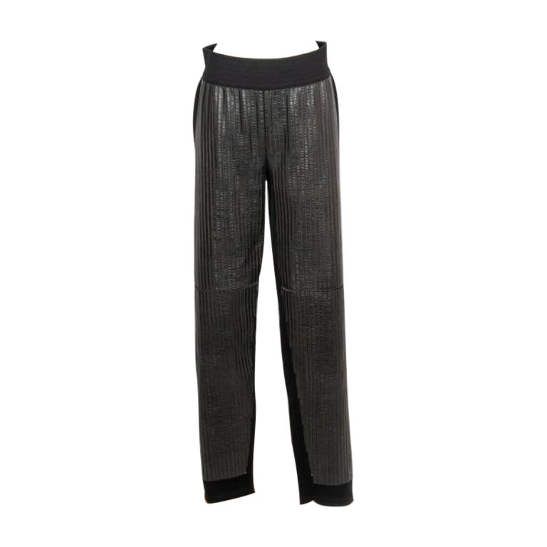 Chanel Black Pants with Leather Strips For Sale