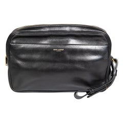 Used Saint Laurent Black Leather Medium Clutch Bag