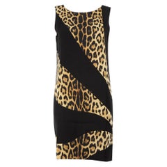 Moschino Moschino Cheap & Chic Black & Leopard Print Panel Mini Dress Size L