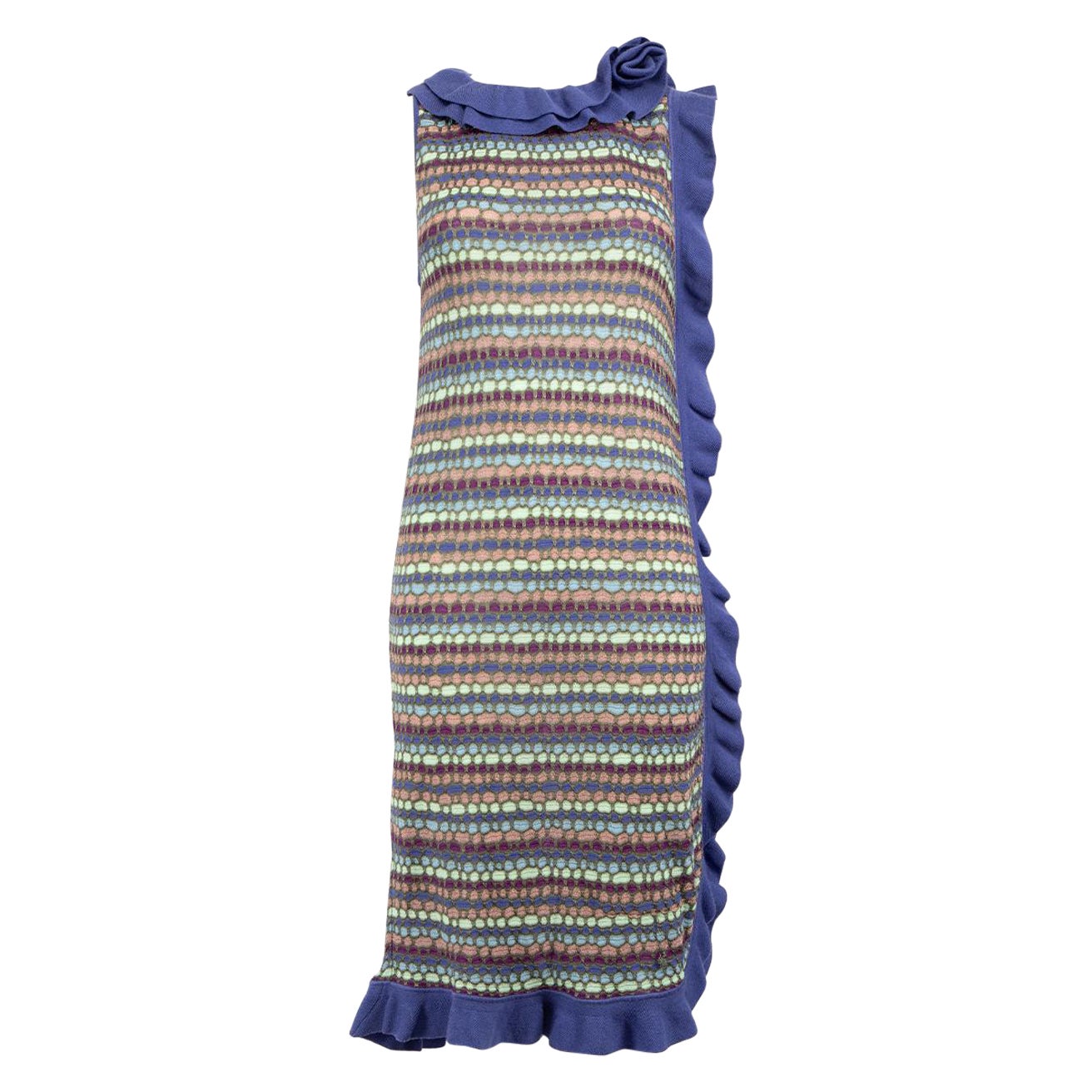Missoni M Missoni Abstract Pattern Ruffle Trim Knit Dress Size L For Sale