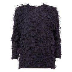 Chloé Navy Jacquard Textured Top Size XS