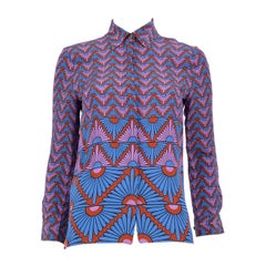 Gucci Art Deco Print Silk Shirt Size XS