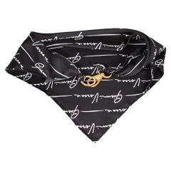 Versace Black Silk Signature Pattern Collana Bandana Scarf