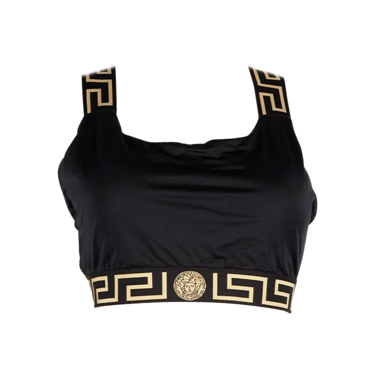 Versace Black Greca Border Swim Bikini Top Size XS For Sale