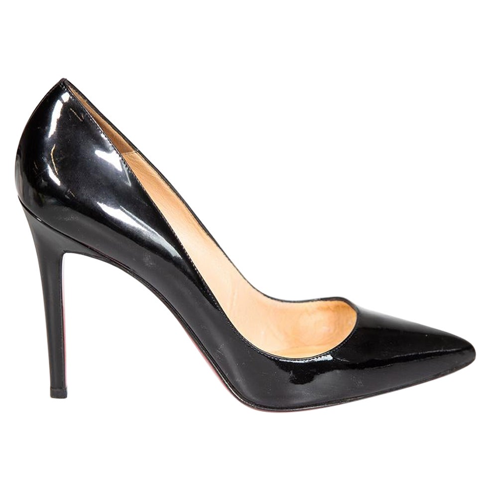 Christian Louboutin Black Patent Pigalle 100 Heels Size IT 39.5 For Sale