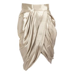 Chanel Beige Metallic Ruched Skirt Size M