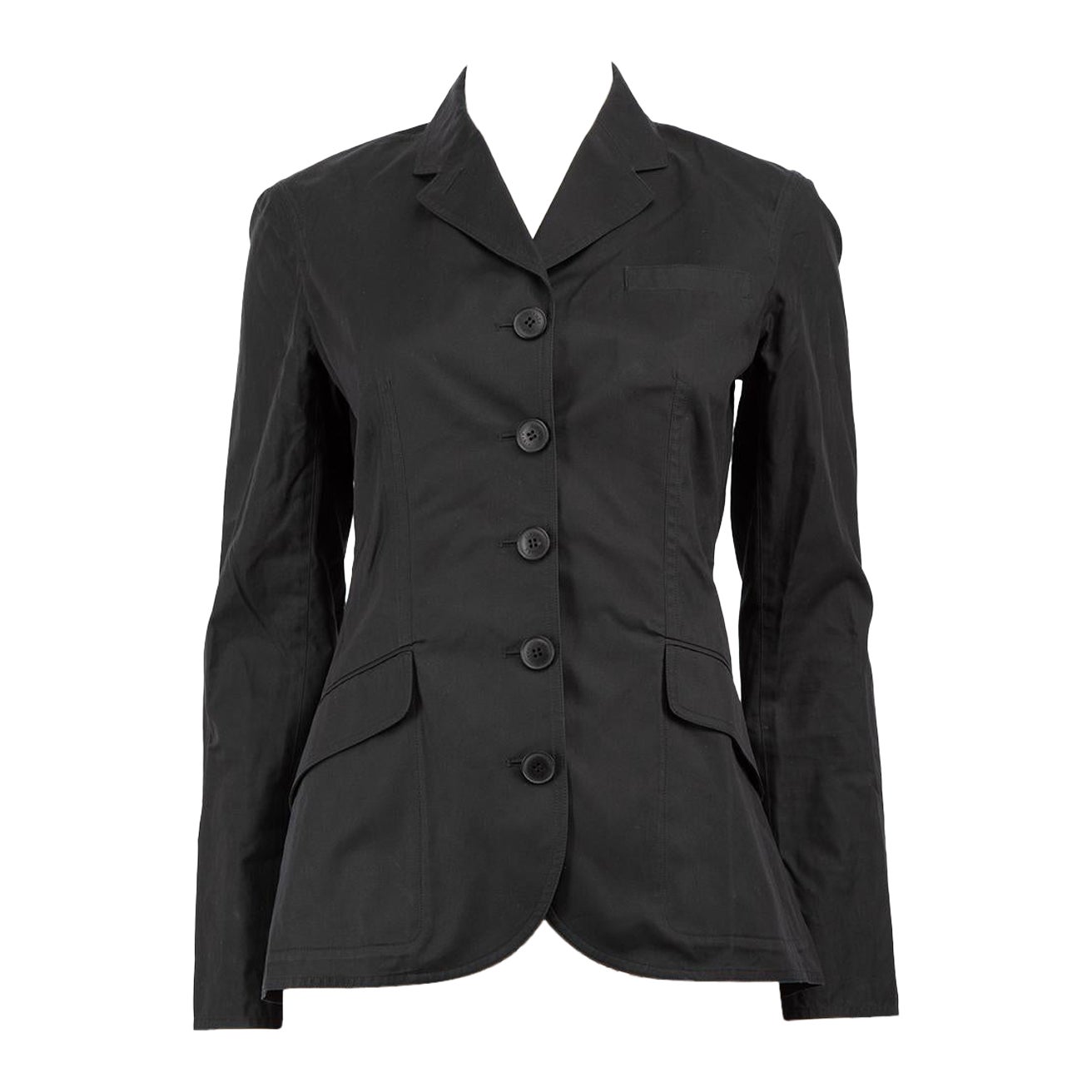 Hermès Black Fitted Buttoned Blazer Size M For Sale