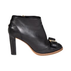 Salvatore Ferragamo Black Leather Bow Detail Boots Size US 5.5