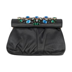 Yves Saint Laurent Night Blue Silk Clutch Bag