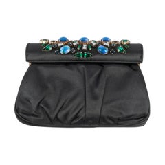 Yves Saint Laurent Nachtblaue Clutch aus Seide