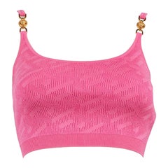 Versace Pink Paradise Medusa 95' Knit Crop Top Size XS