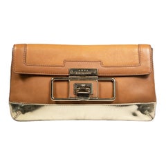 Anya Hindmarch Brown Leather Gold Hardware Clutch