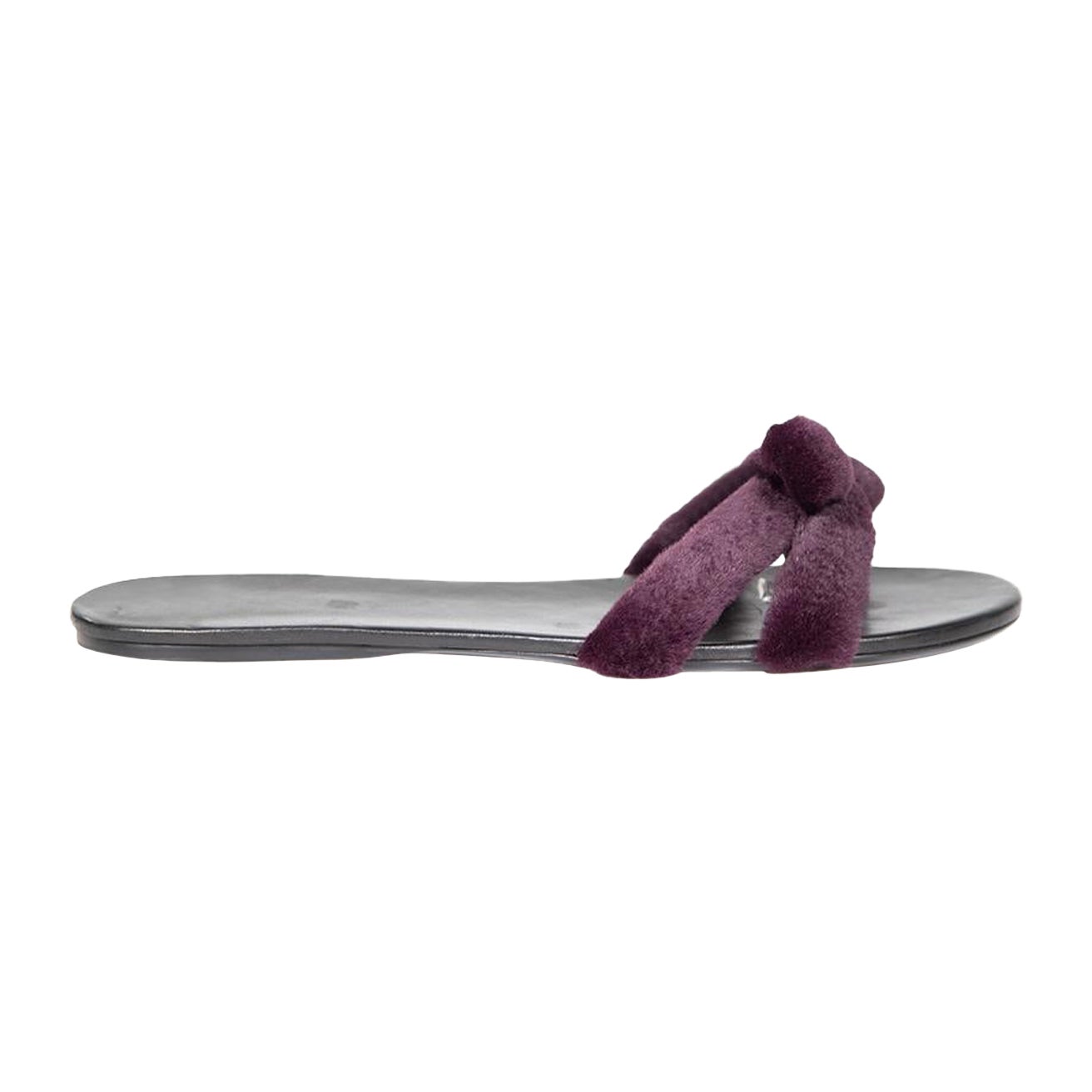 The Row Purple Mink Fur Hollie Slides Size IT 39 For Sale