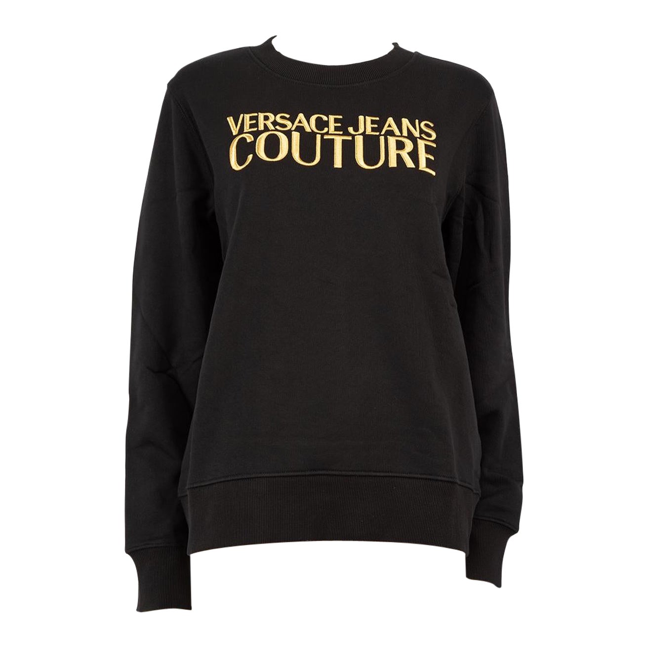 Versace Black Embroidered Logo Sweatshirt Size XXS For Sale