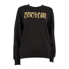 Versace Schwarzes besticktes Logo-Pullovershirt Größe XXS
