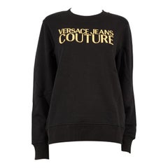Versace Black Embroidered Logo Sweatshirt Size XXS