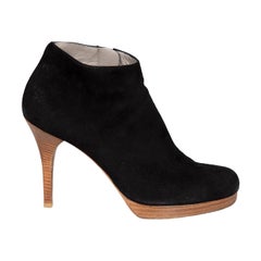 Balenciaga Black Suede Platform Ankle Boots Size IT 36.5