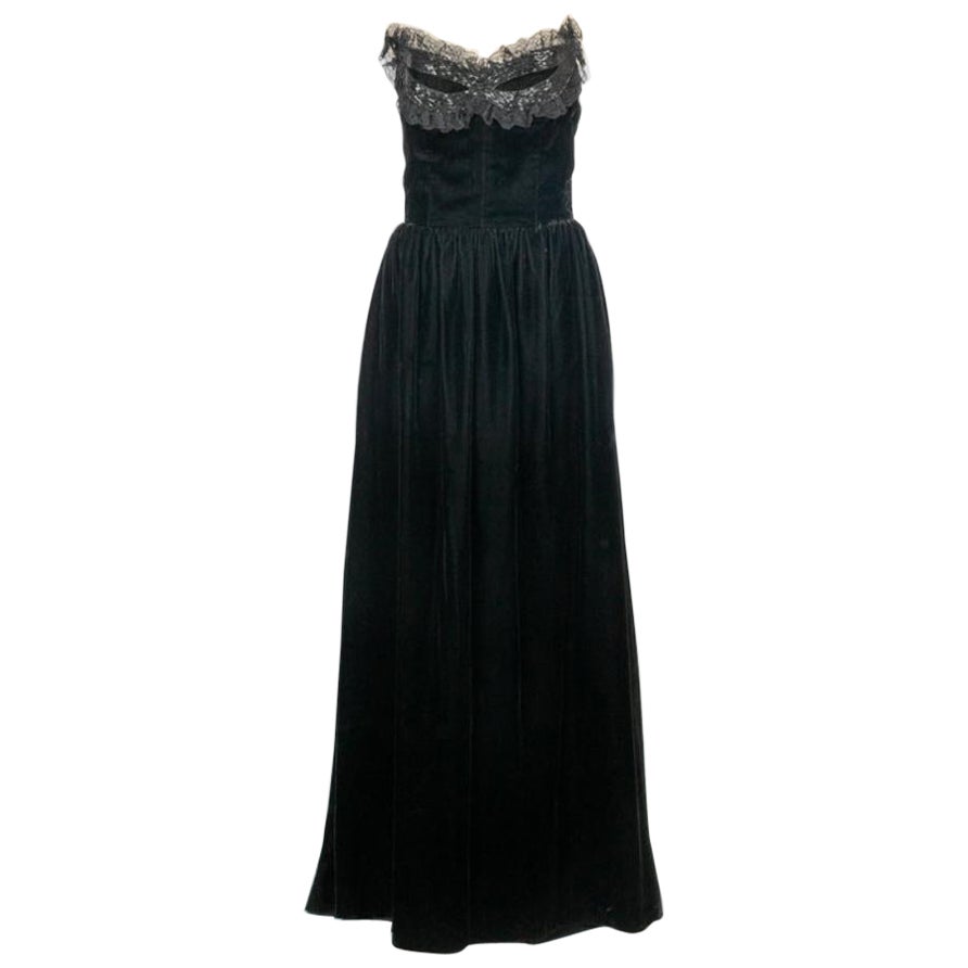 Lanvin Black Velvet Evening Dress For Sale