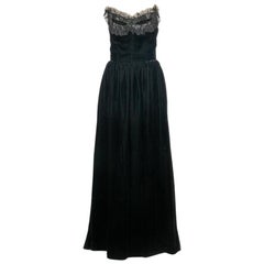 Retro Lanvin Black Velvet Evening Dress