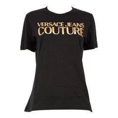 Versace Schwarzes Logo-T-Shirt Größe XS