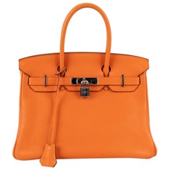 Used Hermès Orange Leather Birkin Bag, 2010