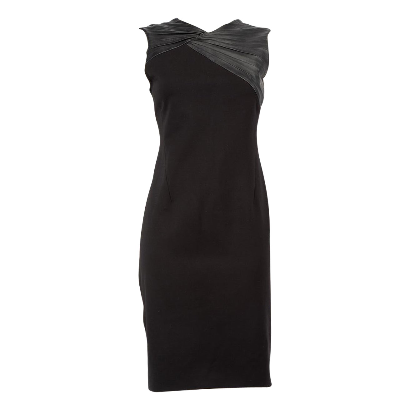 Halston Heritage Black Knee Length Sleeveless Dress Size S For Sale