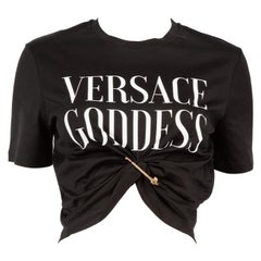 Versace Schwarzes T-Shirt Goddess mit Sicherheitsnadel Versace Goddess Größe XXS