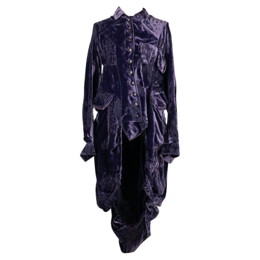 Manteau haute couture Christian Dior violet en velours de soie, 2005 en vente