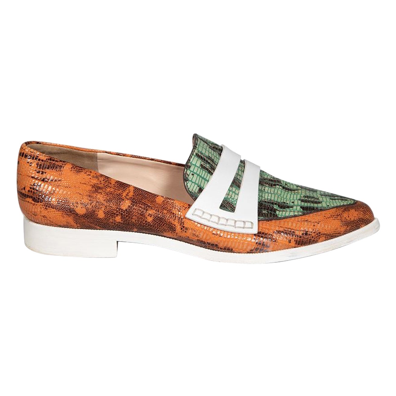 Kenzo Animal Print Slip On Point Toe Loafers Size IT 38 For Sale