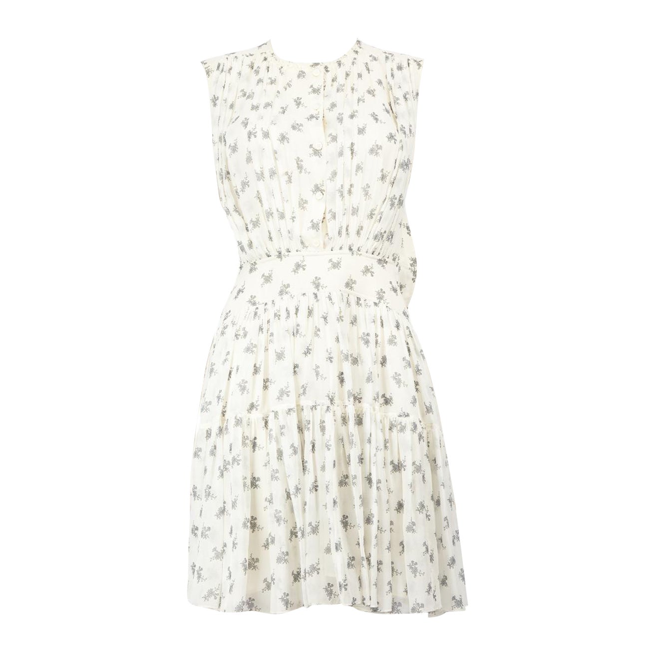 Chloé White Silk Floral Print Dress Size XS en vente