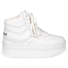 Céline White Leather High Top Platform Trainers Size IT 35