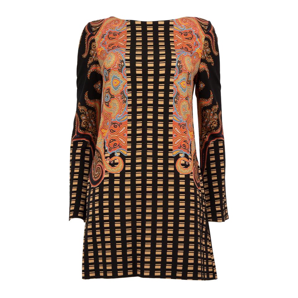 Etro Abstract Pattern Long Sleeve Mini Dress Size S For Sale