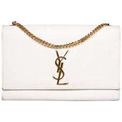 Saint Laurent White Leather Kate Medium Shoulder Bag