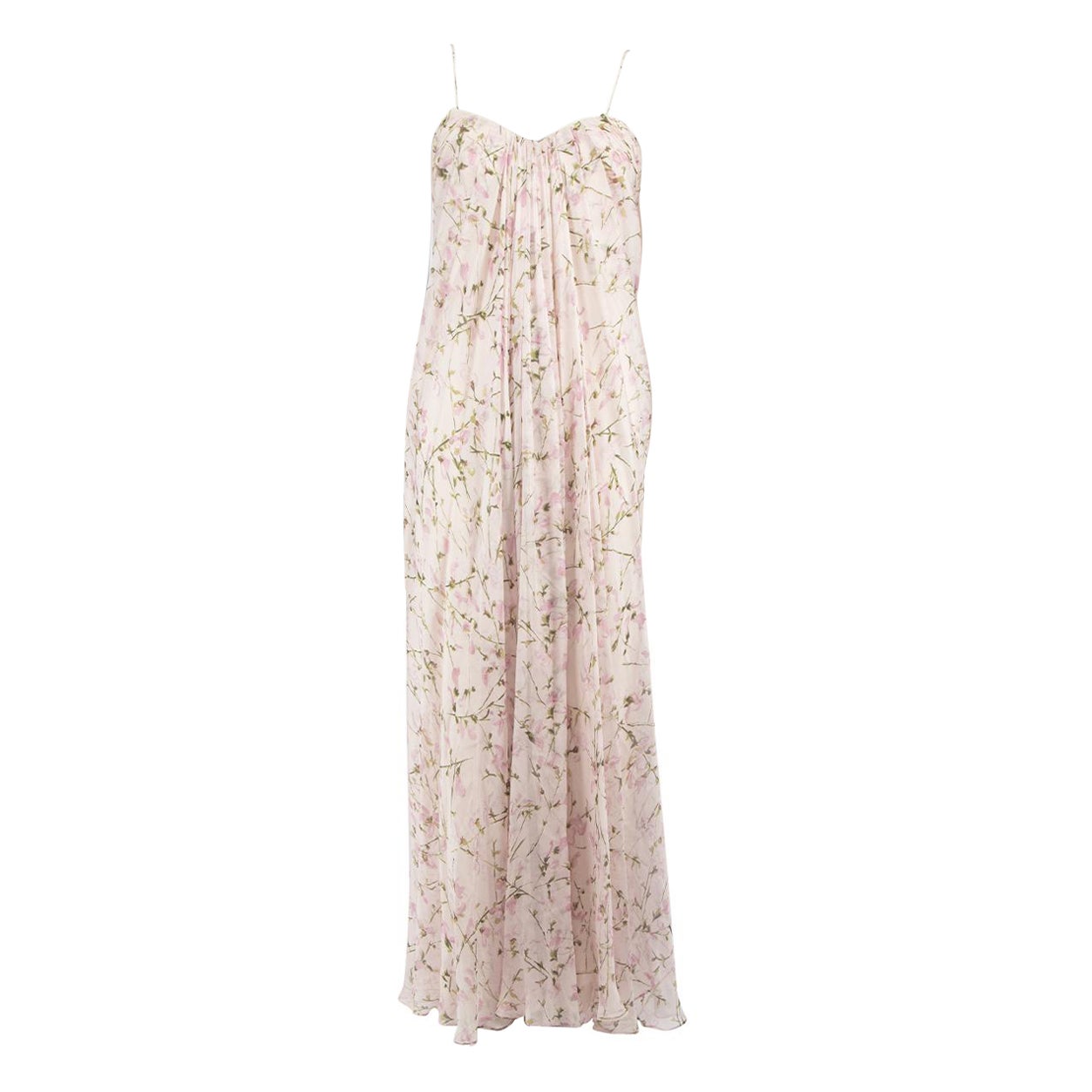 Alexander McQueen Pink Silk Floral Pattern Gown Size L For Sale