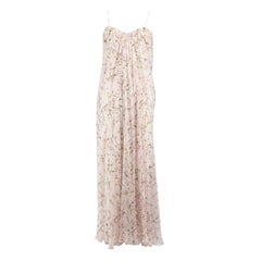 Used Alexander McQueen Pink Silk Floral Pattern Gown Size L