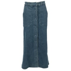 Chloé Blue Denim Buttoned Midi Skirt Size S