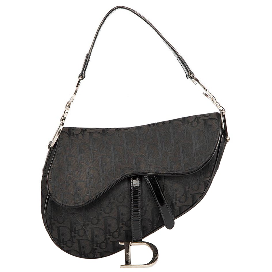 Dior Black Diorissimo Jacquard Saddle Bag en vente