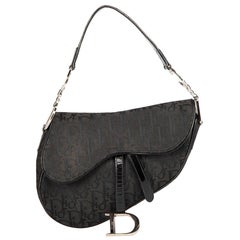 Used Dior Black Diorissimo Jacquard Saddle Bag