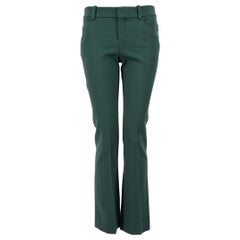 Chloé - Pantalon tailoring à jambe droite en laine verte - Taille XS