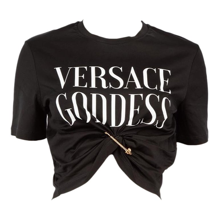 Versace Black Versace Goddess Safety Pin T-Shirt Size XXS For Sale