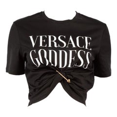 Versace Schwarzes Versace Göttin Sicherheitsnadel-T-Shirt Größe XXS