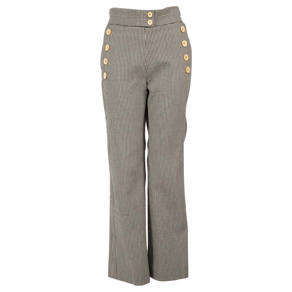 Chloé Grey Wool Button Detail Straight Trousers Size S For Sale