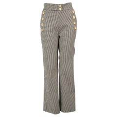 Chloé Grey Wool Button Detail Straight Trousers Taille S