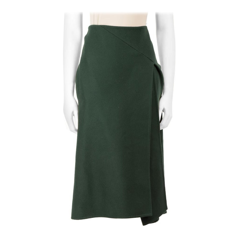 Céline Pleated Wool A-Line Midi Skirt Size XS For Sale